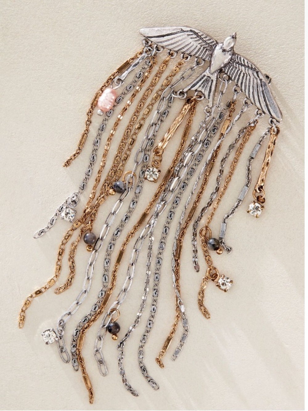 Free People Cresta Dangle Brooch- Two-Tone with Tassels- NWT